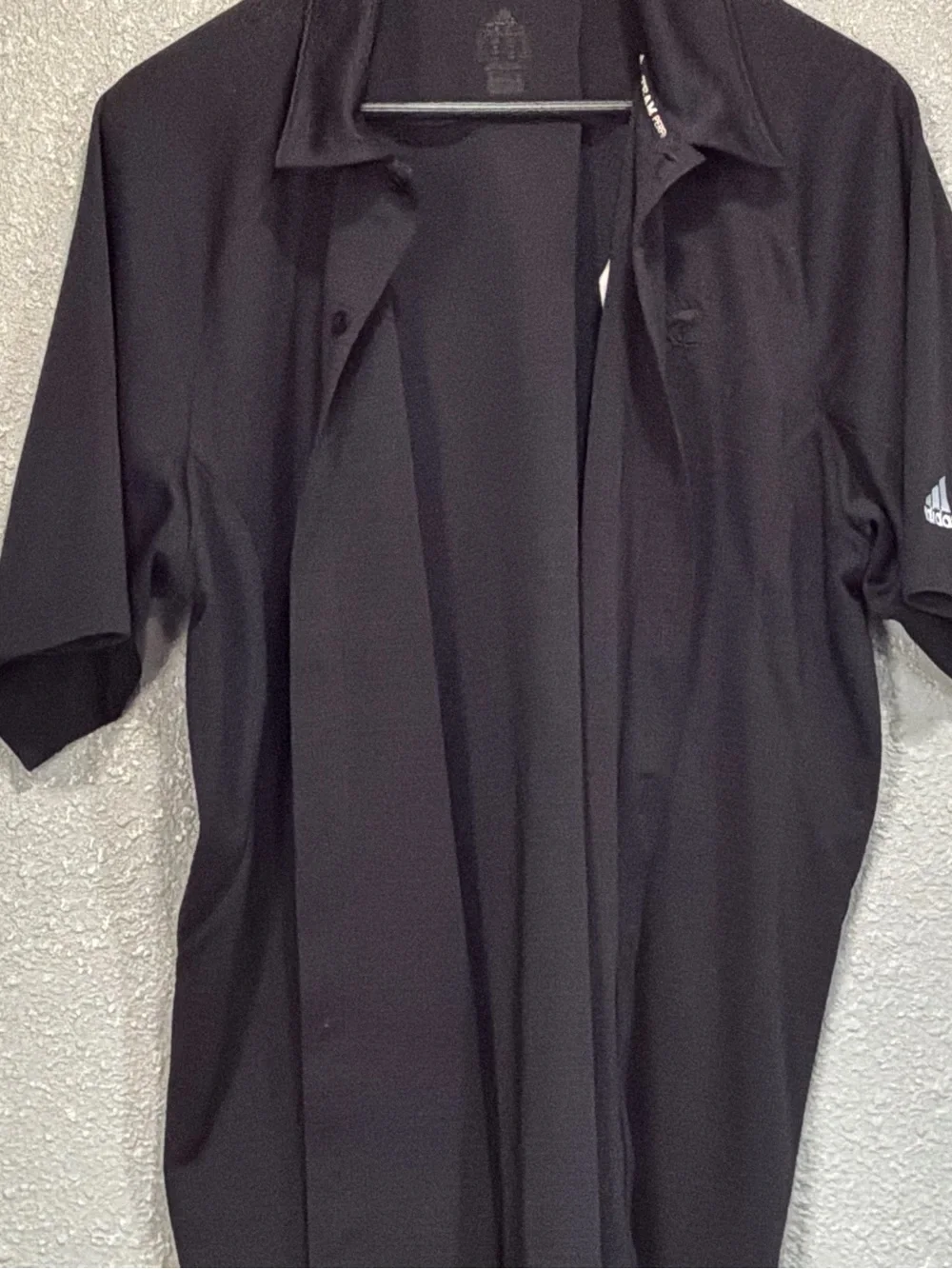 adidas Black Short-Sleeve Button Polo